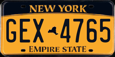 NY license plate GEX4765