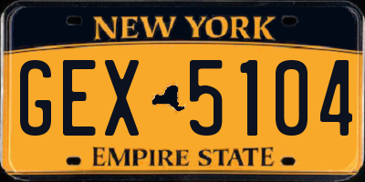 NY license plate GEX5104