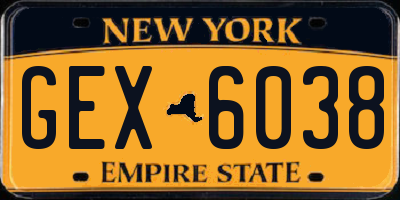 NY license plate GEX6038