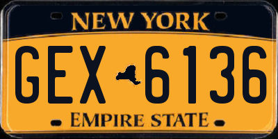 NY license plate GEX6136