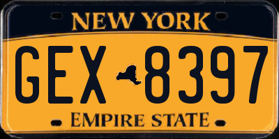 NY license plate GEX8397