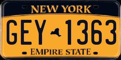 NY license plate GEY1363
