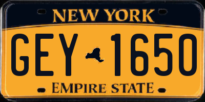 NY license plate GEY1650