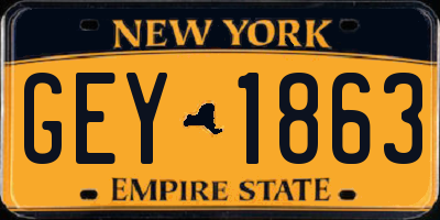 NY license plate GEY1863