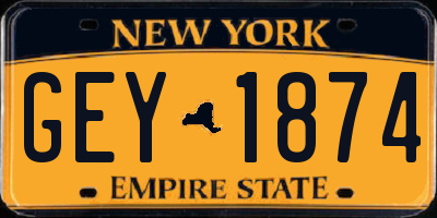 NY license plate GEY1874