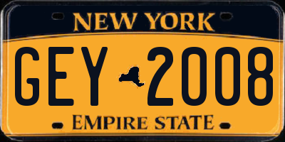 NY license plate GEY2008