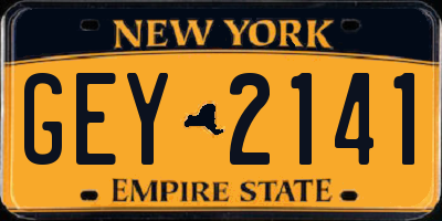 NY license plate GEY2141