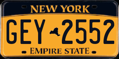 NY license plate GEY2552