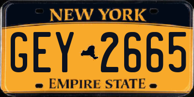 NY license plate GEY2665