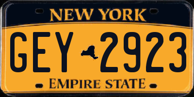 NY license plate GEY2923