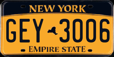 NY license plate GEY3006