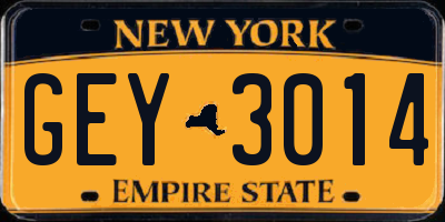 NY license plate GEY3014