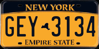 NY license plate GEY3134