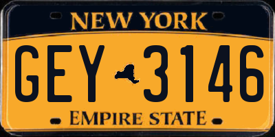 NY license plate GEY3146