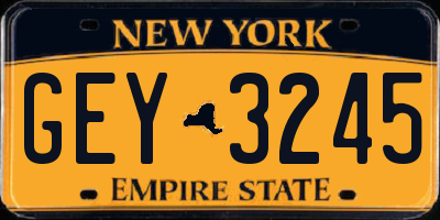 NY license plate GEY3245