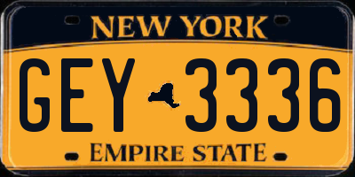 NY license plate GEY3336