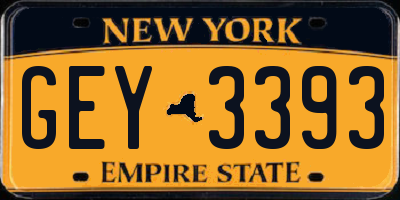 NY license plate GEY3393