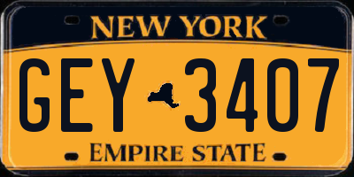 NY license plate GEY3407