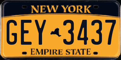 NY license plate GEY3437