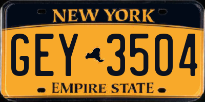 NY license plate GEY3504