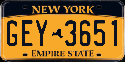 NY license plate GEY3651