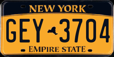 NY license plate GEY3704