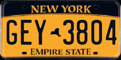 NY license plate GEY3804