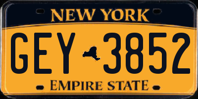 NY license plate GEY3852
