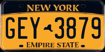 NY license plate GEY3879