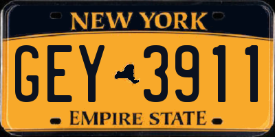 NY license plate GEY3911