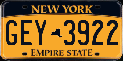 NY license plate GEY3922