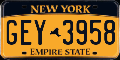NY license plate GEY3958