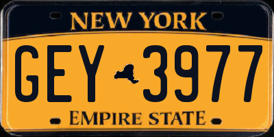 NY license plate GEY3977