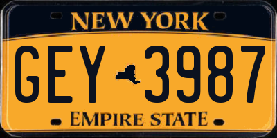 NY license plate GEY3987