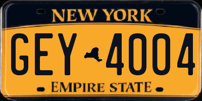 NY license plate GEY4004