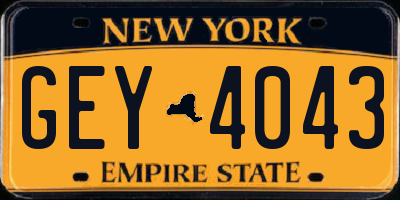 NY license plate GEY4043