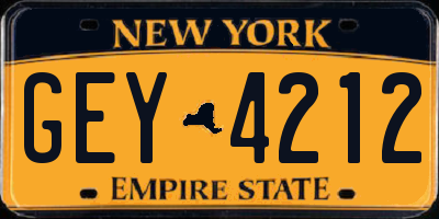 NY license plate GEY4212