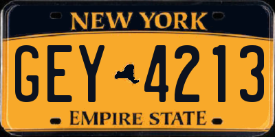NY license plate GEY4213