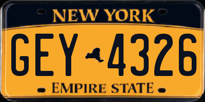 NY license plate GEY4326