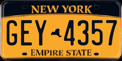 NY license plate GEY4357