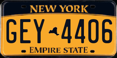 NY license plate GEY4406