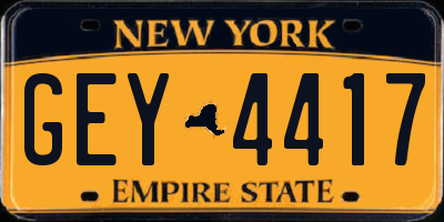 NY license plate GEY4417