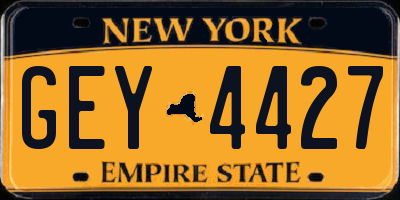 NY license plate GEY4427