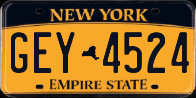 NY license plate GEY4524