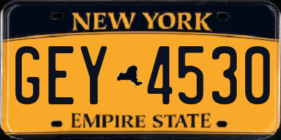 NY license plate GEY4530