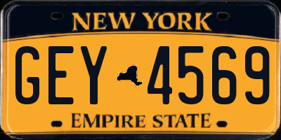 NY license plate GEY4569
