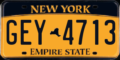 NY license plate GEY4713