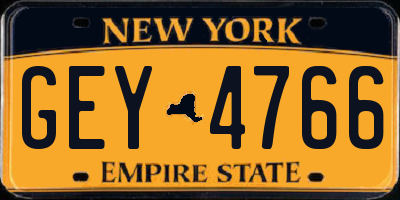 NY license plate GEY4766