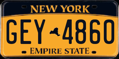 NY license plate GEY4860