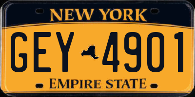 NY license plate GEY4901